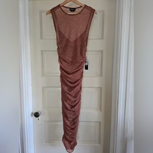 NEW Bebe Ruched Shimmery Dress